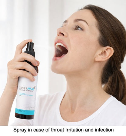 SILVERHEAL Colloidal Silver Spray, 100% Natural & Safe , Anti Bacterial, Fungal & Viral, For Throat infection, Acne, Skin Rashes & itching, Deodorizer, Hand Disinfection, Dandruff, Minor Cuts & Burns