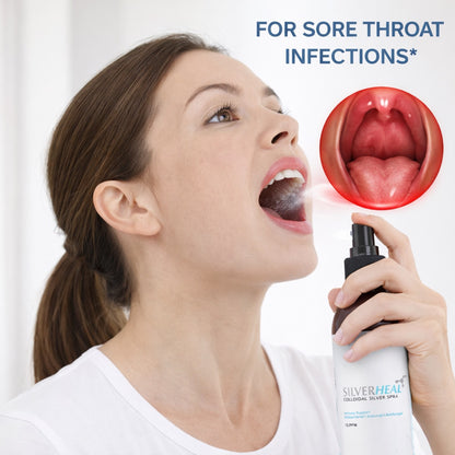 SILVERHEAL Colloidal Silver Spray, 100% Natural & Safe , Anti Bacterial, Fungal & Viral, For Throat infection, Acne, Skin Rashes & itching, Deodorizer, Hand Disinfection, Dandruff, Minor Cuts & Burns