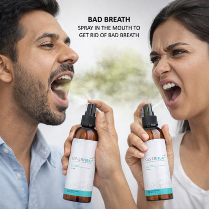 SILVERHEAL Colloidal Silver Spray, 100% Natural & Safe , Anti Bacterial, Fungal & Viral, For Throat infection, Acne, Skin Rashes & itching, Deodorizer, Hand Disinfection, Dandruff, Minor Cuts & Burns