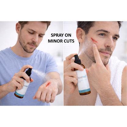 SILVERHEAL Colloidal Silver Spray, 100% Natural & Safe , Anti Bacterial, Fungal & Viral, For Throat infection, Acne, Skin Rashes & itching, Deodorizer, Hand Disinfection, Dandruff, Minor Cuts & Burns